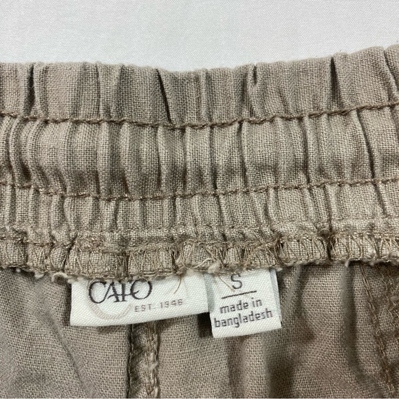 Cato Pants Women Small Cotton drawstring pockets elastic waist khaki wide leg - Picture 2 of 5